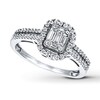 Thumbnail Image 1 of Previously Owned Diamond Engagement Ring 1/2 ct tw Baguette & Round-cut 14K White Gold