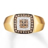 Thumbnail Image 4 of Previously Owned Men's Brown/White Diamond Ring 1/3 ct tw Round-cut 10K Yellow Gold