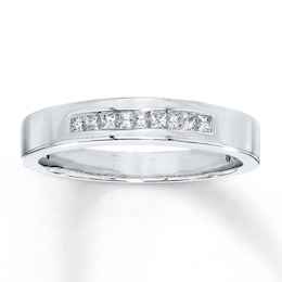 Previously Owned Men's Wedding Band 1/4 ct tw Square-cut Diamonds 14K White Gold