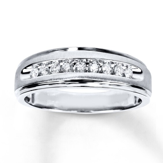 Previously Owned Men's Diamond Wedding Band 1/4 ct tw Round-cut 10K White Gold
