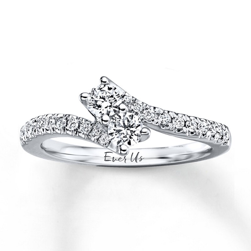 Main Image 1 of Previously Owned Ever Us Two-Stone Anniversary Ring 1/2 ct tw Round-cut Diamonds 14K White Gold