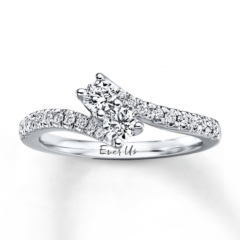 Previously Owned Ever Us Two-Stone Anniversary Ring 1/2 ct tw Round-cut Diamonds 14K White Gold