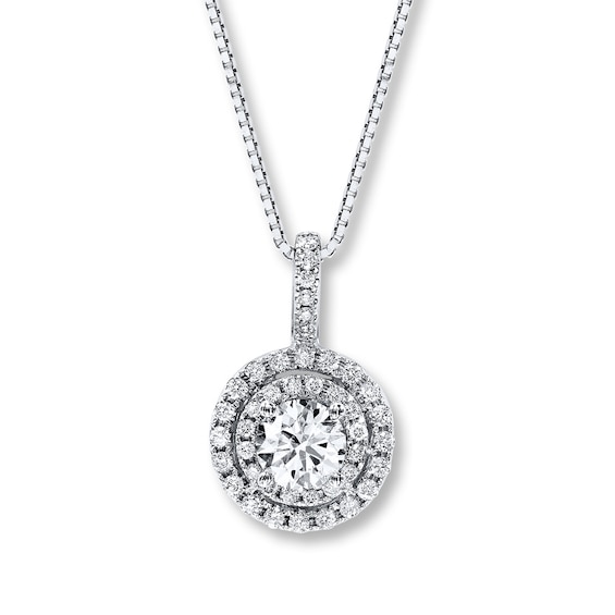 Previously Owned Diamond Necklace 3/4 ct tw Round-cut 14K White Gold