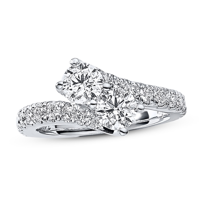 Main Image 3 of Previously Owned Ever Us Two-Stone Ring 2 ct tw Round-cut Diamonds 14K White Gold
