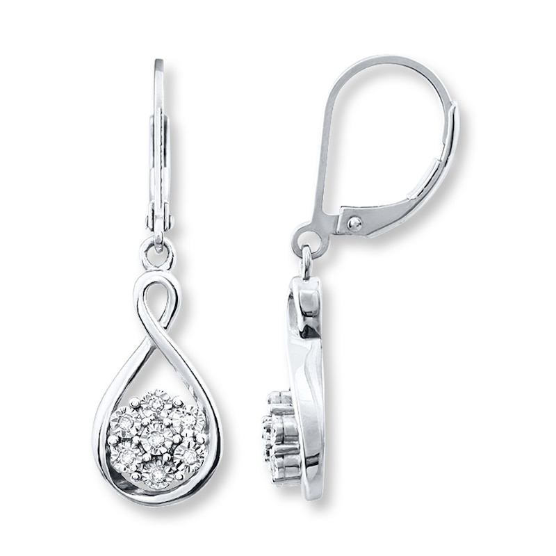 Previously Owned Diamond Dangle Earrings 1/20 ct tw Round-cut Sterling Silver