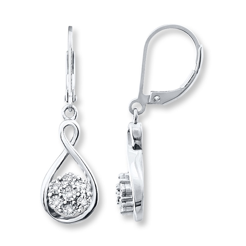 Main Image 1 of Previously Owned Diamond Dangle Earrings 1/20 ct tw Round-cut Sterling Silver