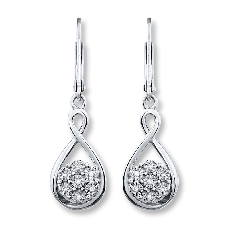 Previously Owned Diamond Dangle Earrings 1/20 ct tw Round-cut Sterling Silver