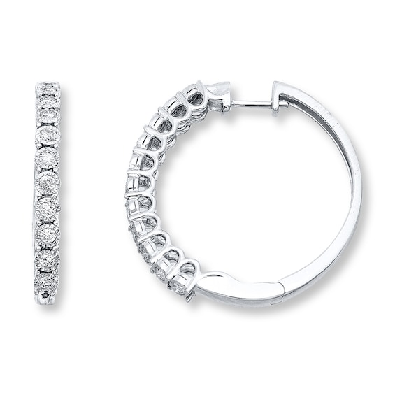 Previously Owned Radiant Reflections Earrings 1/2 ct tw Diamonds 10K White Gold
