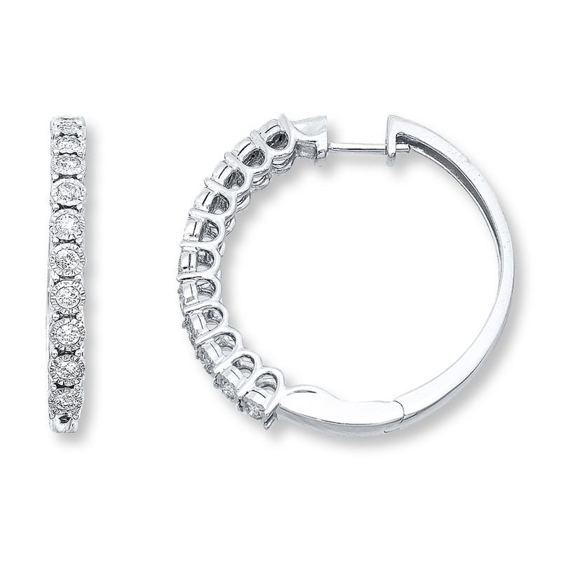 Main Image 1 of Previously Owned Radiant Reflections Earrings 1/2 ct tw Diamonds 10K White Gold