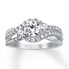 Thumbnail Image 1 of Previously Owned Leo Engagement Ring 1-1/8 ct tw Round-cut Diamonds 14K White Gold