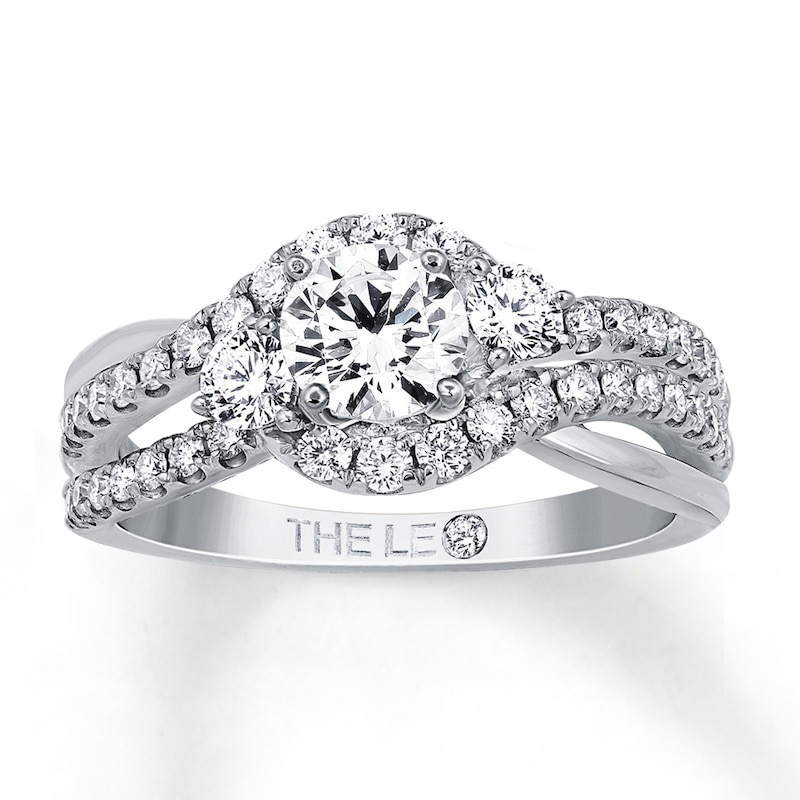 Main Image 1 of Previously Owned Leo Engagement Ring 1-1/8 ct tw Round-cut Diamonds 14K White Gold