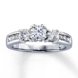 Previously Owned 3-Stone Diamond Ring 1 ct tw Round-cut 14K White Gold
