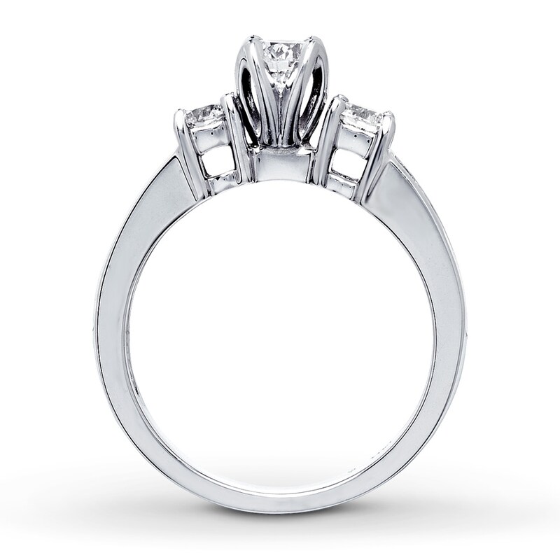 Main Image 2 of Previously Owned 3-Stone Diamond Ring 1 ct tw Round-cut 14K White Gold