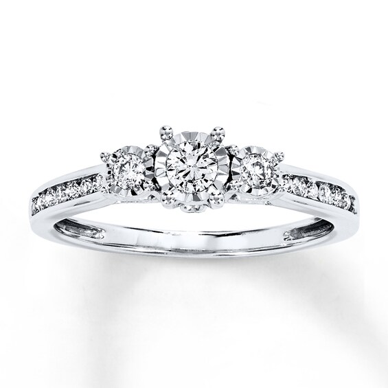Previously Owned 3-Stone Diamond Ring 1/3 ct tw Round-cut 14K White Gold