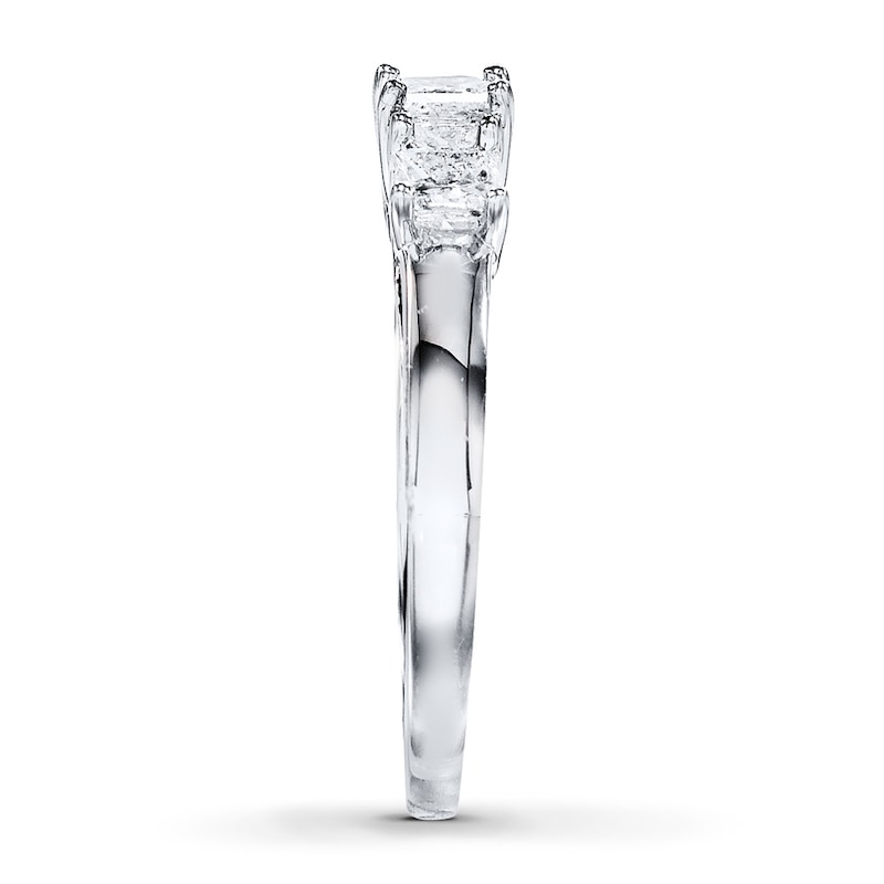 Main Image 3 of Previously Owned 3-Stone Diamond Ring 1 ct tw Princess-cut 14K White Gold