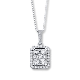 Previously Owned Diamond Necklace 3/4 ct tw Round-cut 14K White Gold