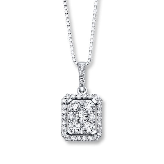 Previously Owned Diamond Necklace 3/4 ct tw Round-cut 14K White Gold