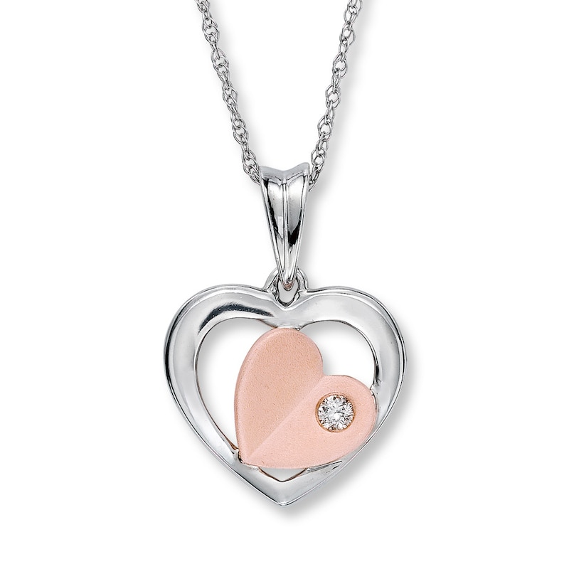 Main Image 1 of Previously Owned Heart Necklace With Diamond Accent 10K Two-Tone Gold
