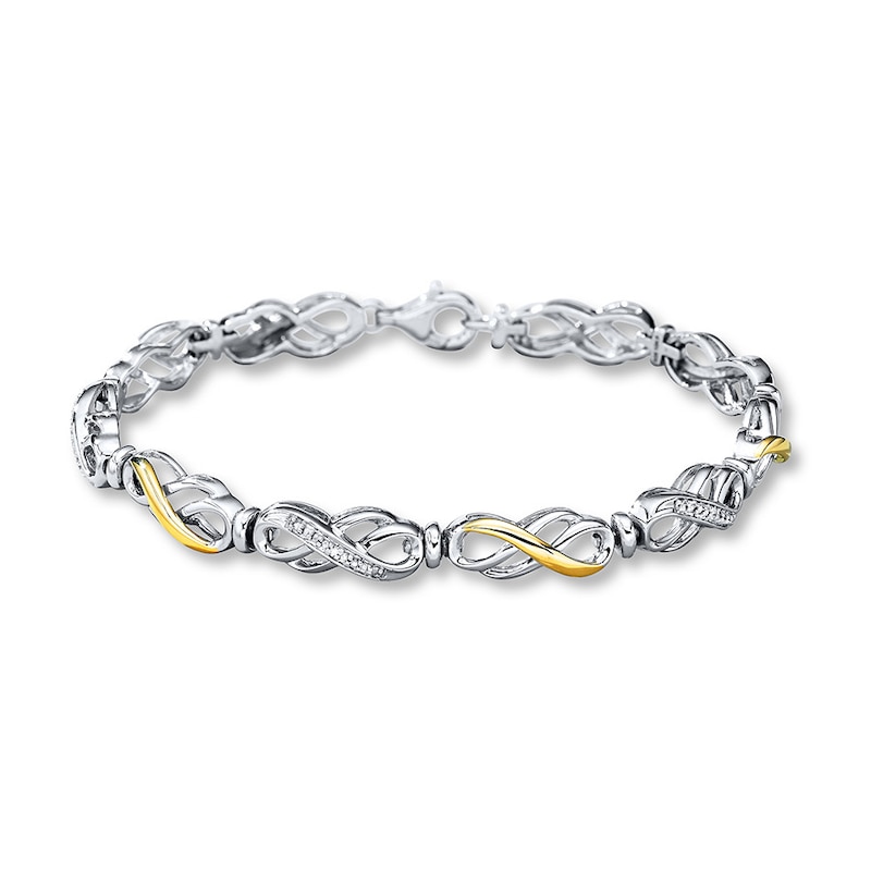 Main Image 1 of Previously Owned Diamond Bracelet Sterling Silver & 10K Yellow Gold 7.5&quot;