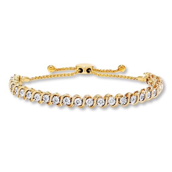 Previously Owned Diamond Bolo Bracelet 1/5 ct tw 10K Yellow Gold 9.5"
