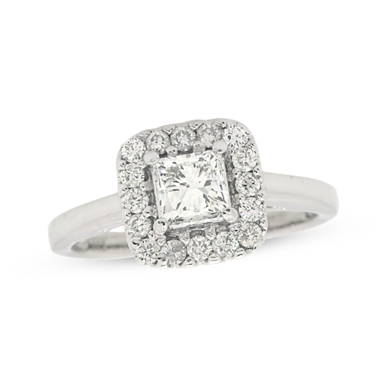 Previously Owned Diamond Engagement Ring 7/8 ct tw Princess & Round-cut 14K White Gold