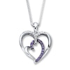Previously Owned Purple Diamond Necklace 1/4 ct tw Round-cut Sterling Silver