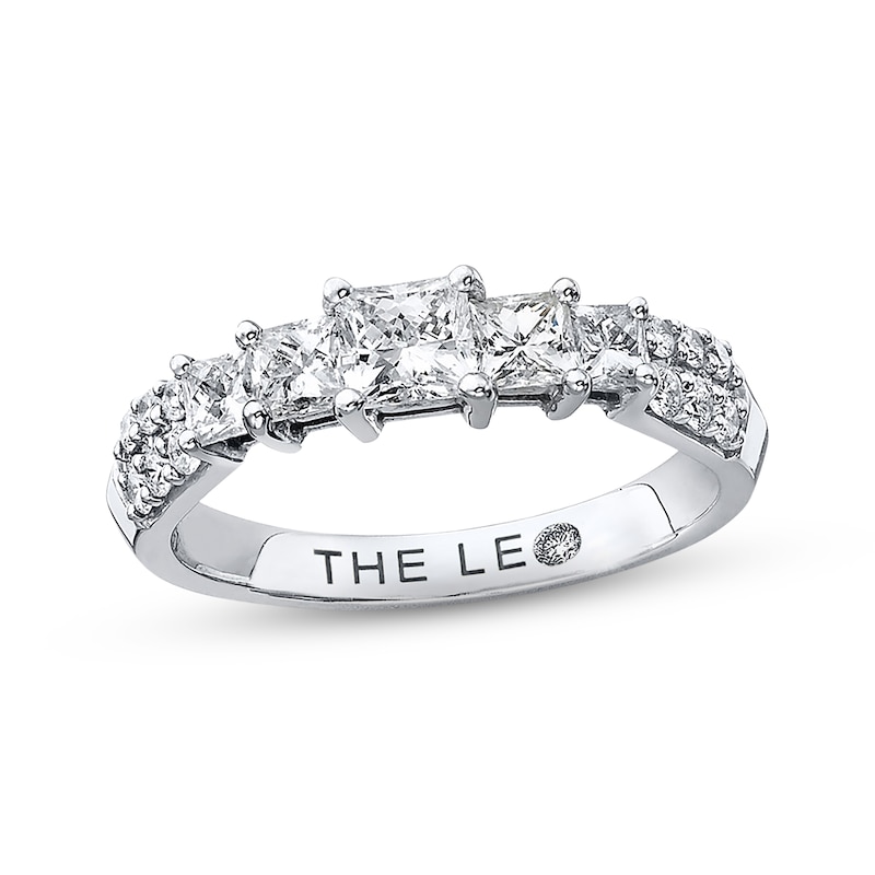 Previously Owned THE LEO Diamond Anniversary Ring 1 cttw Princess & Round-cut 14K White Gold