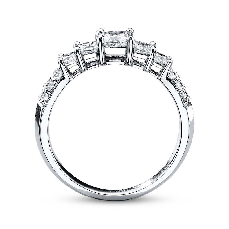 Previously Owned THE LEO Diamond Anniversary Ring 1 cttw Princess & Round-cut 14K White Gold