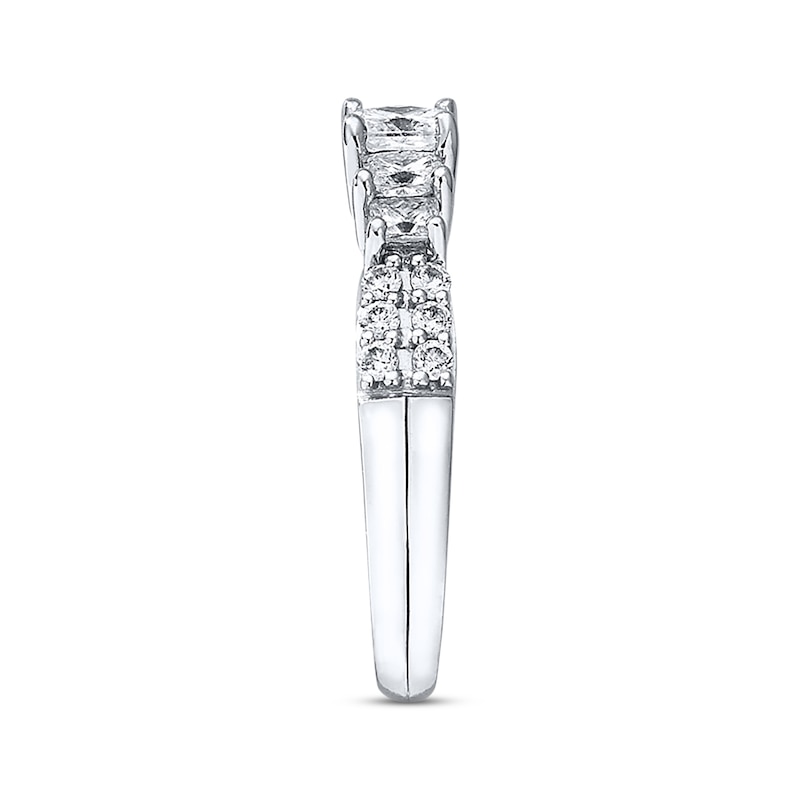 Previously Owned THE LEO Diamond Anniversary Ring 1 cttw Princess & Round-cut 14K White Gold