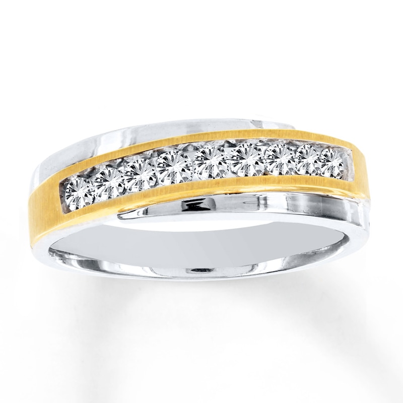 Main Image 1 of Previously Owned Men's Diamond Wedding Band 1/2 ct tw Round-cut 10K Two-Tone Gold
