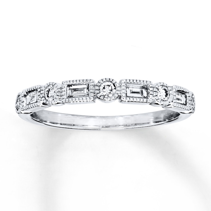 Main Image 1 of Previously Owned Diamond Anniversary Band 1/4 ct tw Round & Baguette-cut 14K White Gold