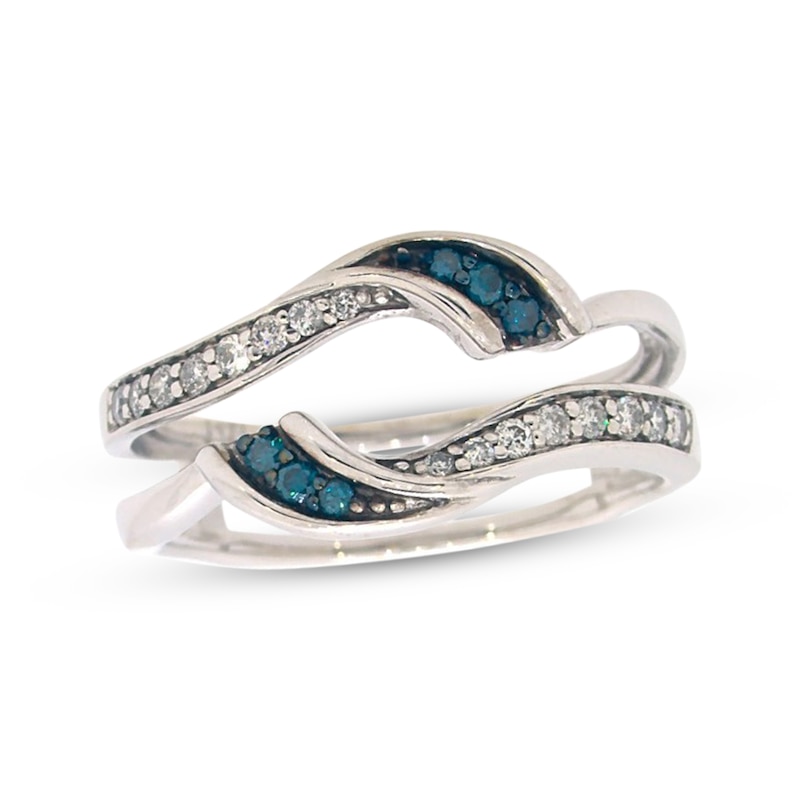 Main Image 1 of Previously Owned Blue & White Round-Cut Diamond Enhancer Ring 1/4 ct tw 14K White Gold