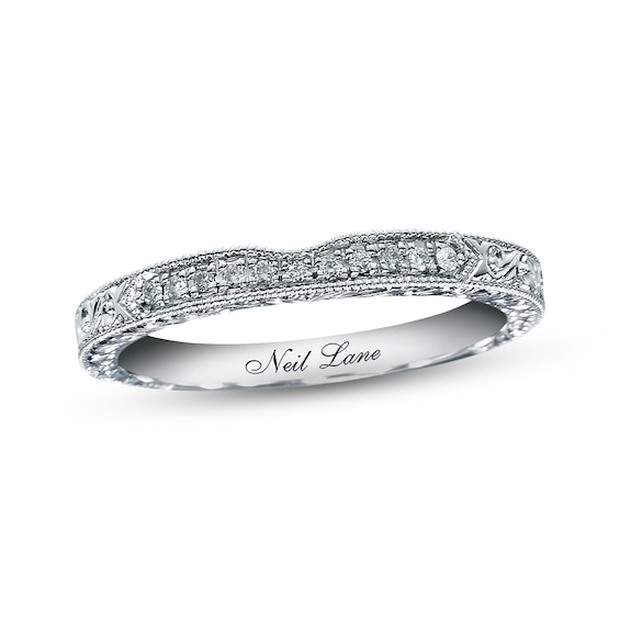 Previously Owned Neil Lane Wedding Band 1/20 ct tw Round-cut Diamonds 14K White Gold Size 4.5