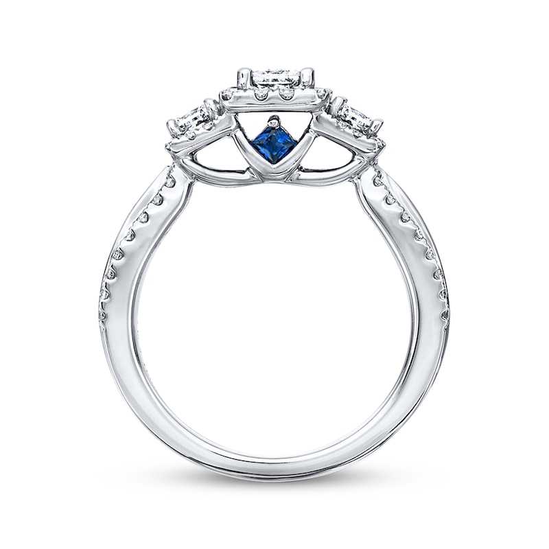 Main Image 2 of Previously Owned Diamond Engagement Ring 1 ct tw Princess & Round-cut 14K White Gold