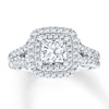 Thumbnail Image 1 of Previously Owned Engagement Ring  2-1/4 ct tw Princess/Round-cut Diamonds 14K White Gold