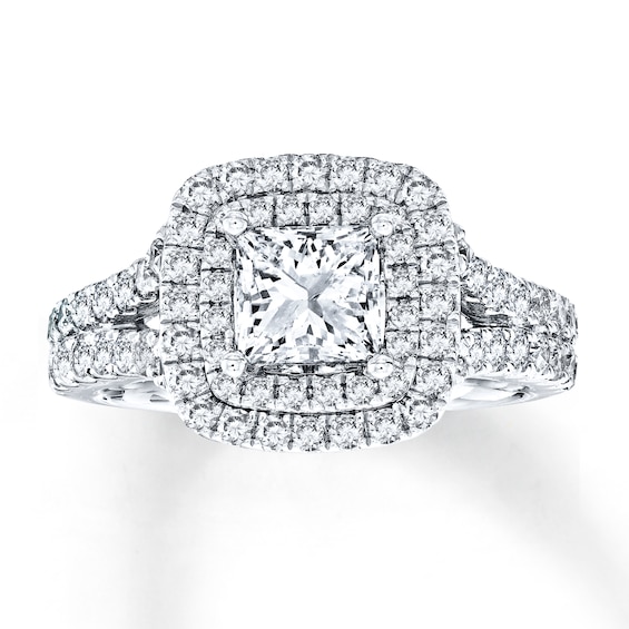 Previously Owned Engagement Ring 2-1/4 ct tw Princess/Round-cut Diamonds 14K White Gold