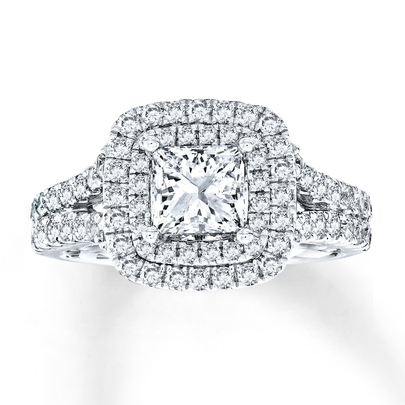 Previously Owned Engagement Ring 2-1/4 ct tw Princess/Round-cut ...