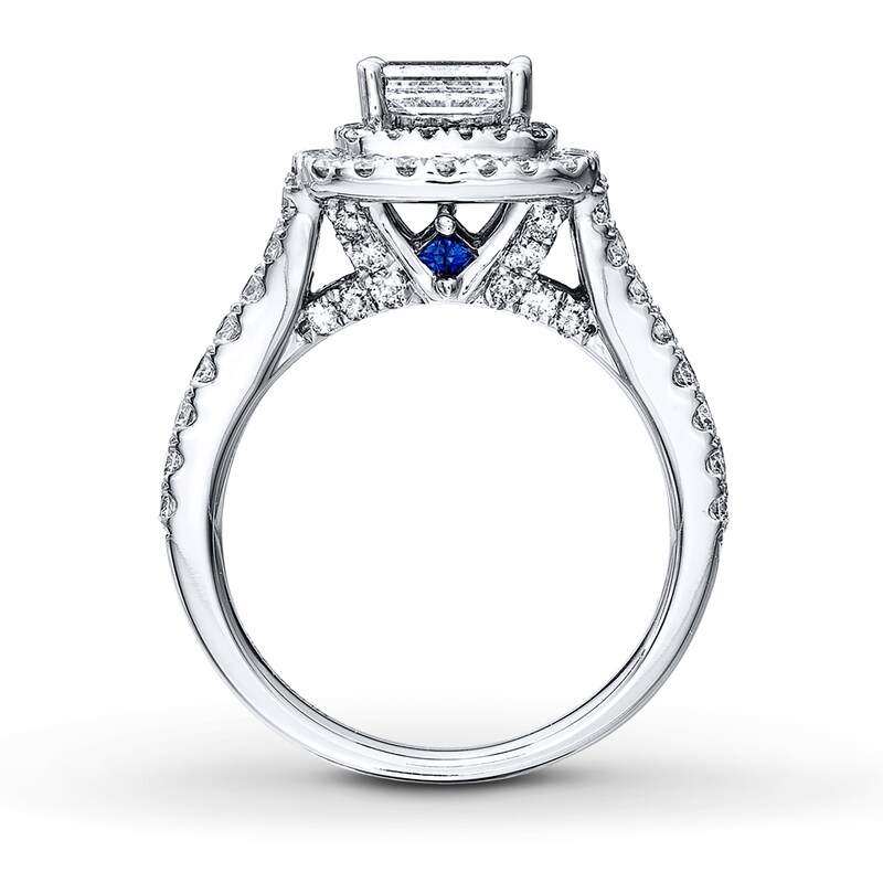 Main Image 2 of Previously Owned Engagement Ring  2-1/4 ct tw Princess/Round-cut Diamonds 14K White Gold