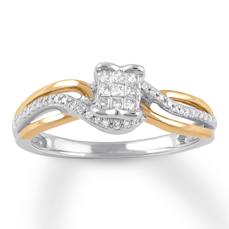 Main Image 1 of Previously Owned Diamond Ring 1/5 ct tw Princess & Round Sterling Silver & 10K Yellow Gold