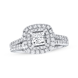 Previously Owned Diamond Ring 1-1/2 ct tw Princess & Round-cut 14K White Gold
