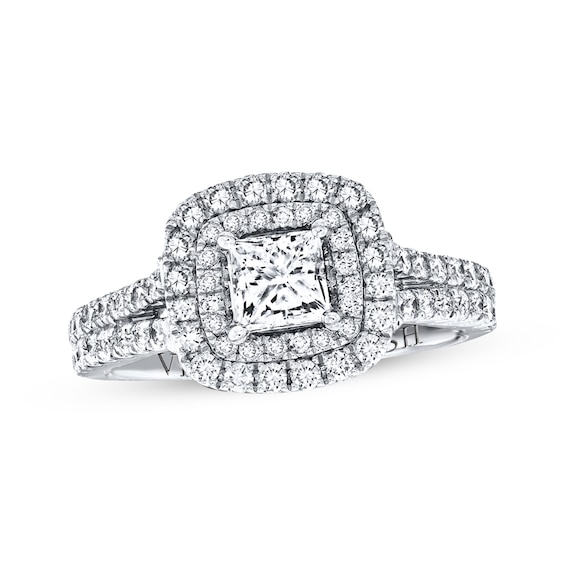 Previously Owned Diamond Ring 1-1/2 ct tw Princess & Round-cut 14K White Gold