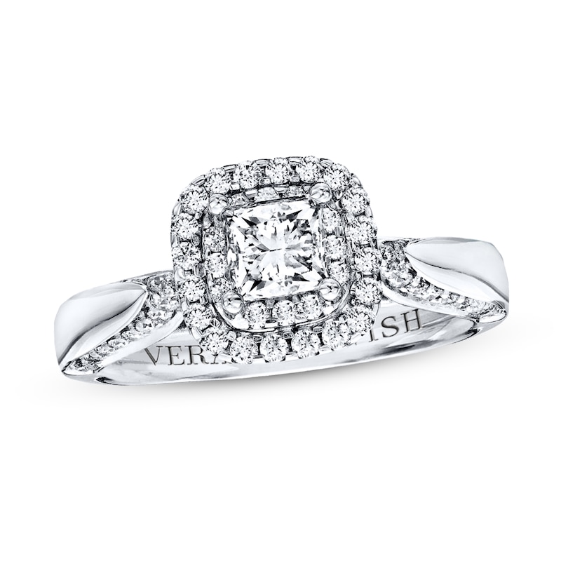 Main Image 1 of Previously Owned Diamond Ring 7/8 ct tw Princess/Round-cut Diamonds 14K White Gold