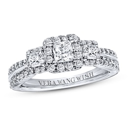 Previously Owned Diamond Ring 1 ct tw Princess & Round-cut 14K White Gold