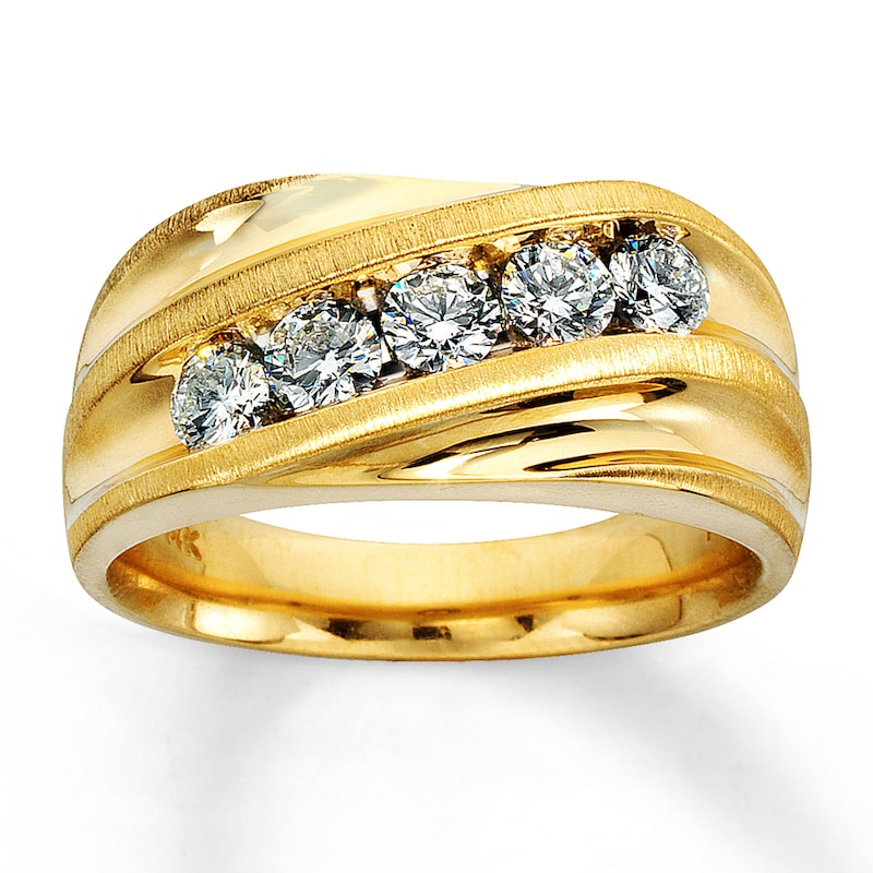 Main Image 1 of Previously Owned Men's Diamond Band 1 ct tw Round-cut 14K Yellow Gold Size 14