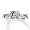 Thumbnail Image 1 of Previously Owned Diamond Engagement Ring 1/2 ct tw Princess & Round-cut 14K White Gold - Size 4.75
