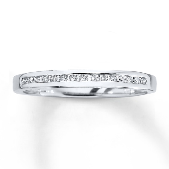 Previously Owned Diamond Wedding Band 1/8 ct tw Round-cut 10K White Gold Size 3.75