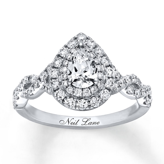 Previously Owned Neil Lane Diamond Ring 1-1/8 ct tw Pear & Round-cut 14K Gold Size 4.75
