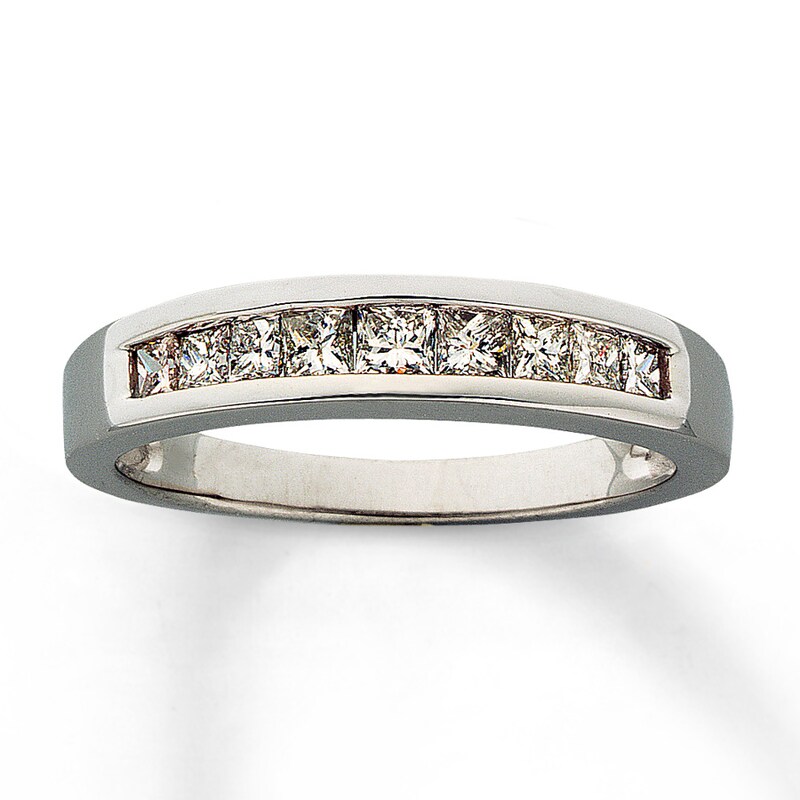 Main Image 1 of Previously Owned Previously Owned Band 1/2 ct tw Princess-cut Diamonds 14K White Gold - Size 9.75