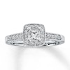 Thumbnail Image 0 of Previously Owned Engagement Ring 1/2 ct tw Princess & Round-cut Diamonds 14K White Gold - Size 4.75