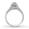 Thumbnail Image 1 of Previously Owned Engagement Ring 1/2 ct tw Princess & Round-cut Diamonds 14K White Gold - Size 4.75